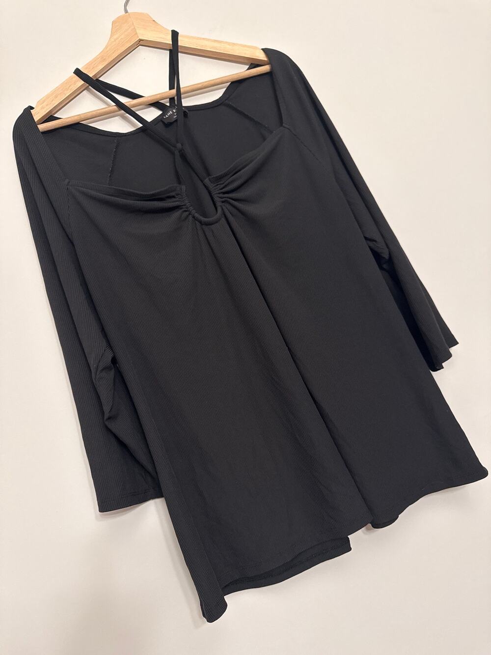Black Ruched Front Long Sleeve Top – Lane Bryant 22/24